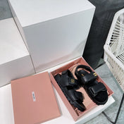 Sandals Black Sheepskin With Stylized Straps