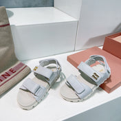 Sandals White Sheepskin With Stylized Straps