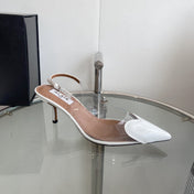 ALAIA HIGH 6 CM SLINGBACK IN WHITE PATENT CALFSKIN AND FILM