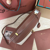 EXTRA BAG L27 IN WHITE CANVAS AND RED BROWN CALFSKIN WITH GOLD HARDWARE