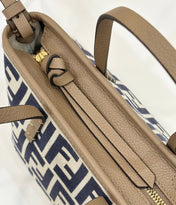 MINI ROLL BAG 15 MIDNIGHT BLUE MIX WHITE FF JACQUARD FABRIC