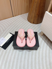 CC WOVEN FLIP FLOP WHITE MIX PINK SHEEPSKIN