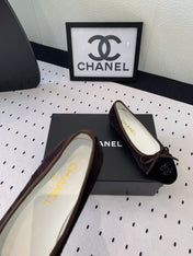 BALLET FLAT DARK BROWN MIX BLACK VELVET