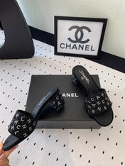 RHINESTONE LETTER HIGH HEELS BLACK LAMBSKIN