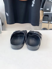 BIRKENSTOCK SLIPPERS ATTACHED RHINESTONES IN BLACK CALFSKIN