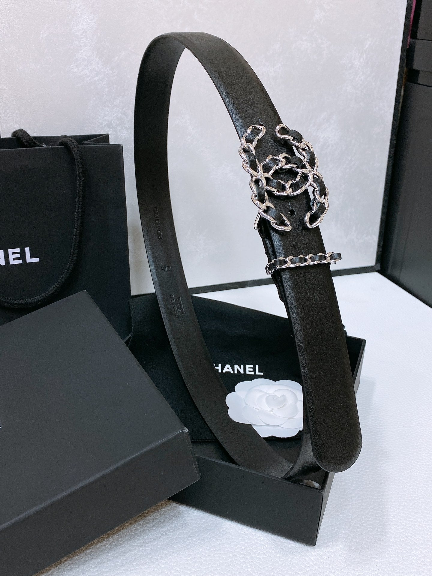 CHANEL 26S BELT 30 MM IN BLACK CALFSKIN 670908