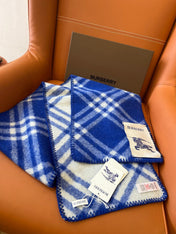 CHECK WOOL 182 CM SCARF COBALT BLUE 405043