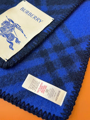 CHECK WOOL 182 CM SCARF NAVY BLUE 405049