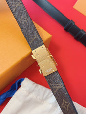 LV GO-14 20MM BELT IN BLACK CALFSKIN GOLD HARDWARE