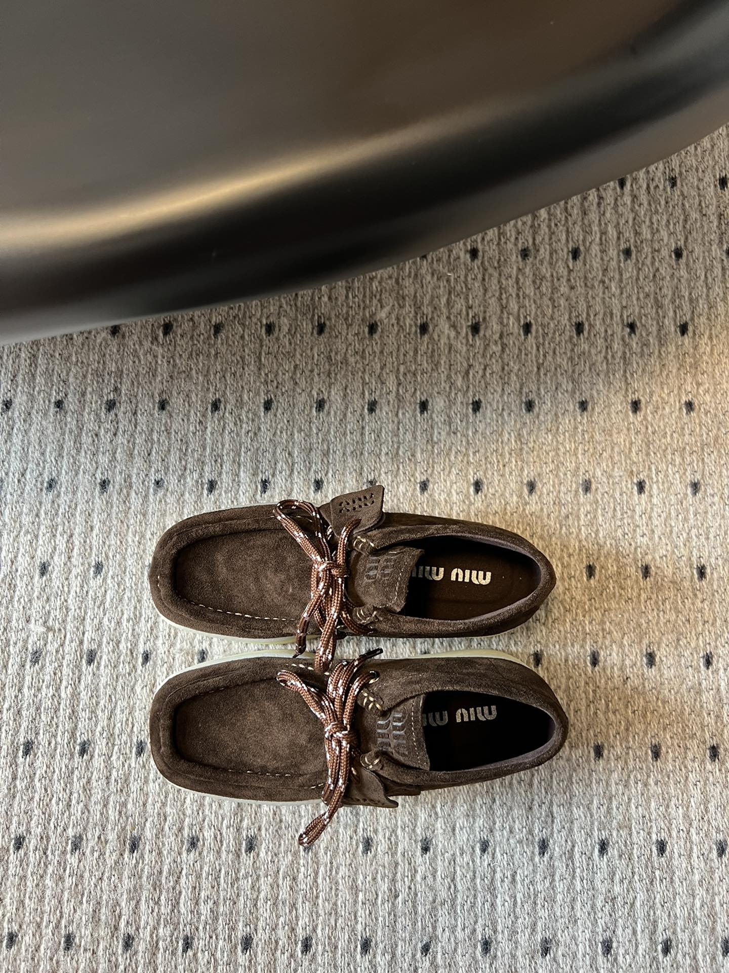MIUMIU 26S CHUKKA BOOTS IN DARK BROWN SUEDE