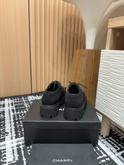 CC OXFORD SHOES IN BLACK TWEED AND CALFSKIN