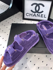 CC DAD SANDAL PLUM PURPLE LAMB FUR