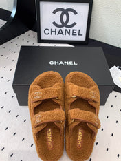 CC DAD SANDAL MULE IN BRONZE BROWN LAMB FUR