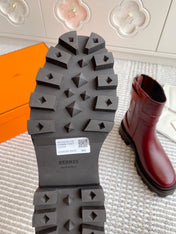 JAIME ANKLE BOOT IN BURGUNDY RED CALFSKIN