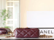 CHANEL 25S FLAP BAG 19 CM IN DARK RED LAMBSKIN WITH GOLD HARDWARE