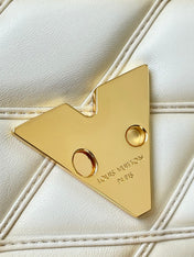 GO-14 PM 20 IN CREAM QUILTED LAMBSKIN GOLD HARDWARE