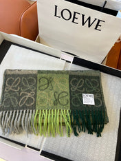 SCARF 180 CM IN BOTTLE GREEN MIX KHAKI WOOL AND CASHMERE 410100
