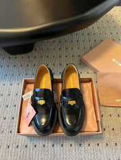 MIUMIU 26S PENNY LOAFERS IN BLACK SHINY CALFSKIN