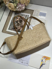 LARGE 41 TOUJOURS BAG IN BISQUE BEIGE CANNAGE RAFFIA
