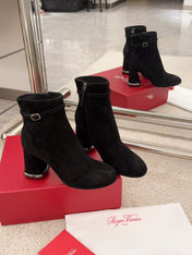 VIV' PODIUM BOOTIES IN BLACK SUEDE