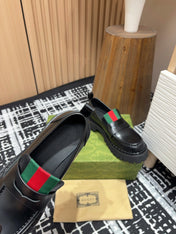 GG LOAFER WITH WEB IN BLACK CALFSKIN