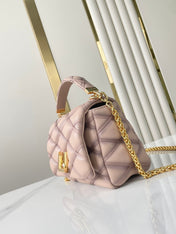 GO-14 MM 23 IN LIGHT PINK QUILTED LAMBSKIN GOLD HARDWRE
