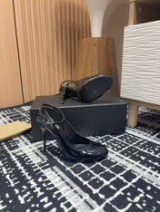 SLINGBACK HEEL 10 CM IN BLACK PATENT CALFSKIN