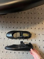 MIUMIU 26S BALLERINAS IN BLACK RUCHES NAPPA CALFSKIN