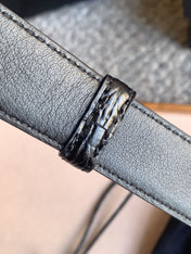 YSL 25S BELT 24 MM IN BLACK EMBOSSED CALFSKIN STYLE 3 529685