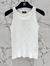 CC White Knitted Fabric Vest
