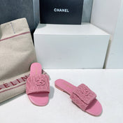 KNIT TAFFY PINK FABRIC FLAT SLIDE