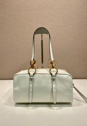 LARGE RECTANGULAR BAG 30 IN WHITE OIL WAX LAMBSKIN GOLD HARDWARE