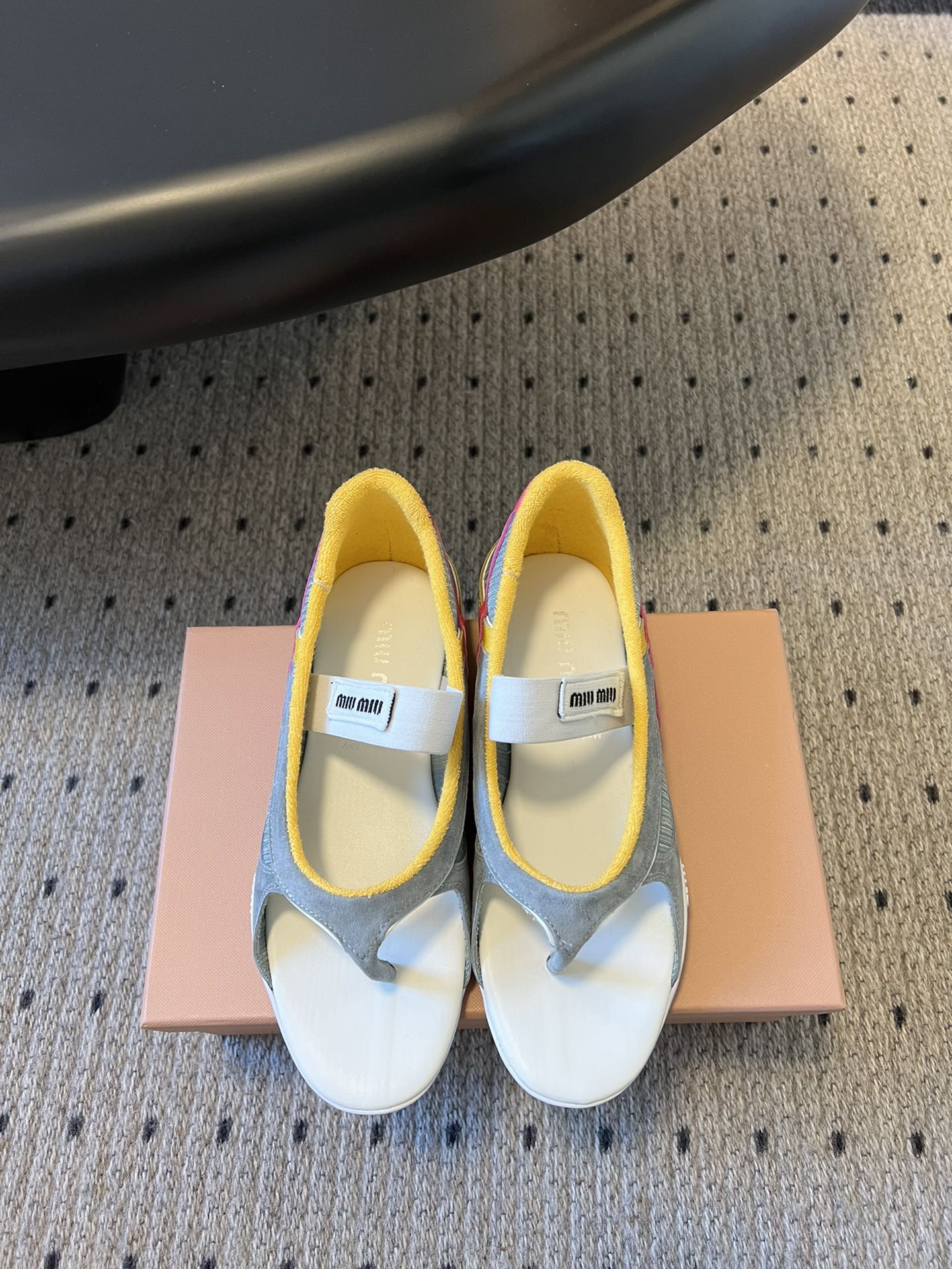 MIUMIU 26S THONG SANDALS IN MULTICOLOR SUEDE MIX TECH FABRIC