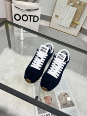 MIUMIU 26S SNEAKERS IN BLUE BLACK SUEDE