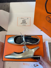 KLEO SLINGBACK IN SILVER CALFSKIN