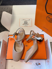 KLEO HIGH SLINGBACK IN CREPE PINK CALFSKIN