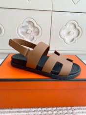 HM 26S CHYPRE SANDAL WITH BACK STRAP IN BROWN CALFSKIN