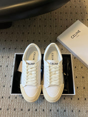 TRAINER LOW LACE-UP SNEAKER IN WHITE MIX BEIGE CANVAS