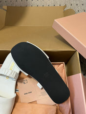 RUCHES SANDALS IN WHITE LAMBSKIN