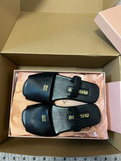 RUCHES SANDALS IN BLACK LAMBSKIN