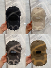 MM BASEBALL CAP IN LIGHT BEIGE DISTRESSED FABRIC STYLE 3