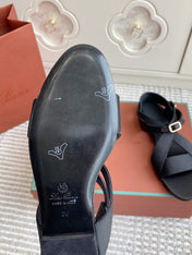 SANDALS IN BLACK SATIN