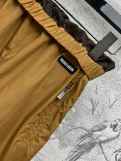 MIU 25S HIGH WAIST SHORTS BROWN IN NYLON 263021