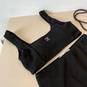 CC BIKINI SWIMSUIT SET IN BLACK ATTACHED WITH LOGO 629243