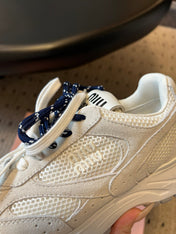 MIUMIU 26S SNEAKERS IN WHITE MESH MIX CALFSKIN