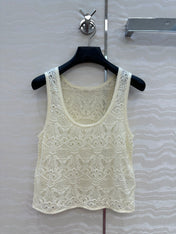 DIOR CREAM EMBOSSED LACE TANK