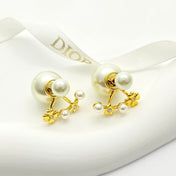 CD 26S PEARL STAR CLOVER DOUBLE STUD EARRINGS IN GOLD METAL 631770