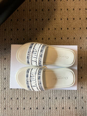 CD DWAY SLIDES WHITE RUBBER TOILE DE JOUY EMBROIDERY