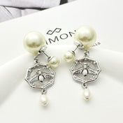 CD 26S DOUBLE PEARL BEE CHARM DROP EARRINGS IN SILVER METAL 633180