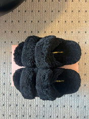 MIUMIU 26S SHEEPSKIN SLIPPERS IN BLACK